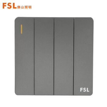 佛山照明（FSL）开关插座86型面板墙壁暗装10A四开单控F31系列灰色（量大定制）
