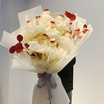 橙伯乐棒棒糖花束 心形 2020情人节女友老婆创意零食花束鲜花速递抖音