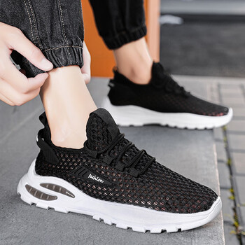 耐克森网面鞋男夏季透气休闲运动鞋男款跑步减震气垫跑鞋镂空大网眼男