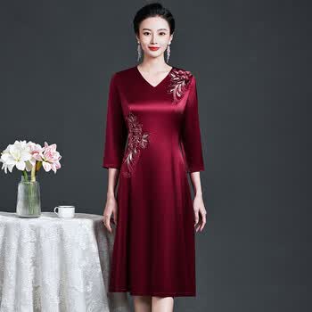 喜婆婆婚宴时尚礼服春秋款醋酸高贵妈妈婚礼服嫁女儿高端年轻喜妈妈