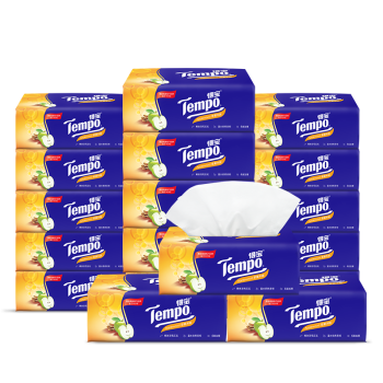 得宝(Tempo) 抽纸 苹果木味18包*4层90抽 抽取式面巾纸 餐纸巾(整箱销售)