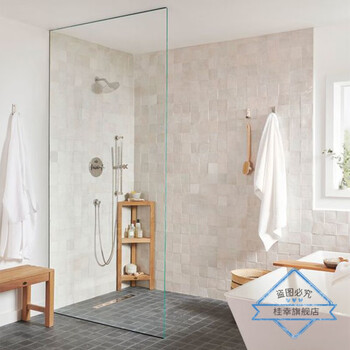 淋浴房隔断一字型无框玻璃隔断卫浴干湿分离浴屏卫生间沐浴房屏风极简