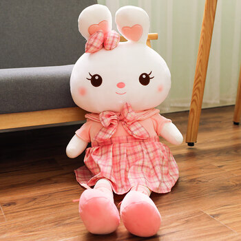 印象琉璃可爱小白兔公仔抱枕毛绒玩具睡觉玩偶大号娃娃女生粉色jk兔子