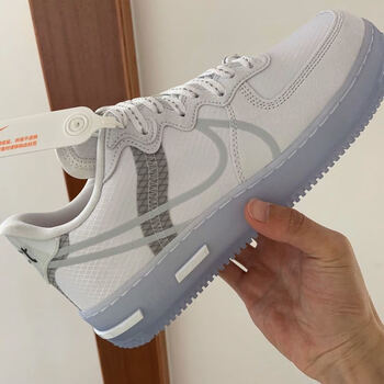 yxhkaj男女鞋air force 1 react空军一号 af1 冰蓝骨白3m反光男女透