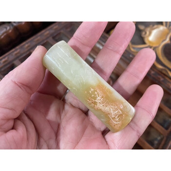 埃落芙(ailuofu)老岫玉刚卯吊坠玉琮玉勒子手把件玉佩复古高古玉收藏