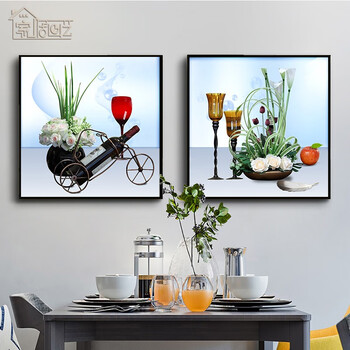 餐厅装饰画现代简约饭厅墙面装饰壁画两联挂画水果画创意餐桌墙画a款