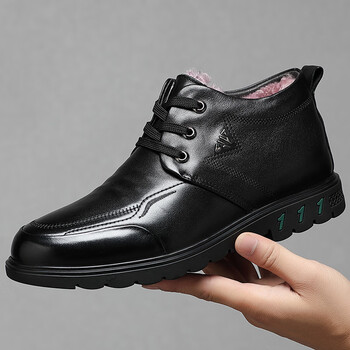 飞之健起轻奢品牌2021冬季新款男士头层牛皮棉鞋加厚羊毛保暖休闲皮靴