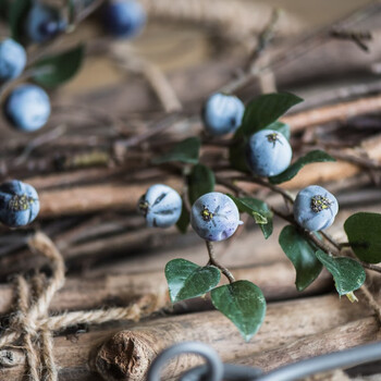 掬涵大野果仿真植物高枝子果树枝浆果手感胶仿真花花环欧式蓝紫 高100cm 不含花器 图片价格品牌报价 京东