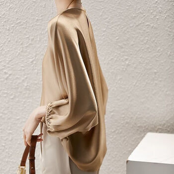 mlbutone重磅桑蚕丝衬衫女夏季新款高档超仙洋气真丝上衣卡其色xl建议