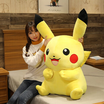 大号可爱皮卡丘抱枕毛绒玩具比卡丘公仔大号陪睡女孩布娃娃女生睡觉