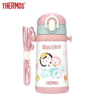 膳魔师儿童保温杯316不锈钢学生水杯杯便携肩带400ml保温保冷