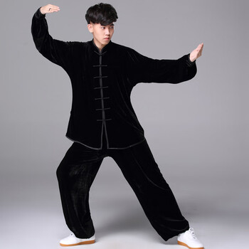 浩多邦 冬季太极服金丝绒中年女加厚男秋冬中老年练功服中式武术中国