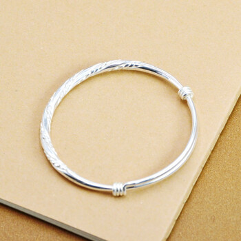 足银999原创泰国复古镯子手工制作编织麻花扭线推拉手镯女款素银款