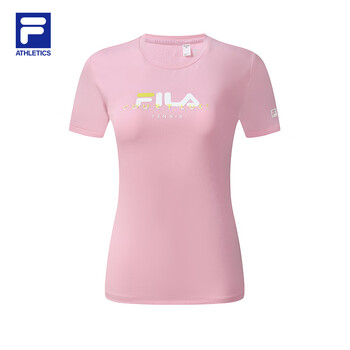 斐乐fila女子短袖t恤2024年春季基础网球运动上衣sorona短t棱晶粉pk1