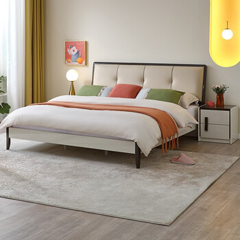 全友家居双人床现代简约欧皮软靠床屏框架床122702ha款15米单床