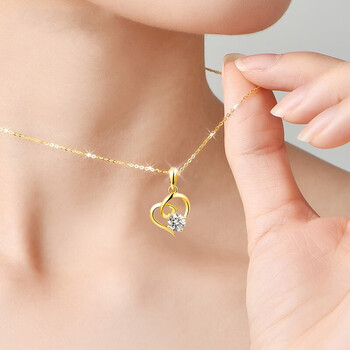 18k黄金爱心吊坠 s925链