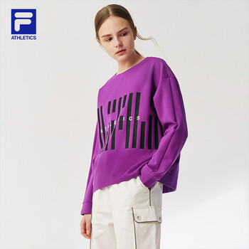 filaathletics斐乐女子套头卫衣秋季圆领专业运动长袖上衣绛紫色pu170