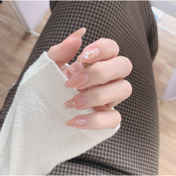 网红美甲贴成品可拆卸穿戴式假指甲贴片反复使用甲片奶茶色美甲贴可