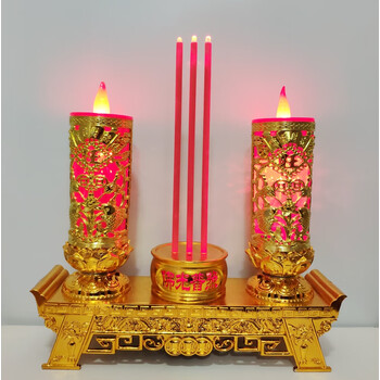 纤叶大号电子烛台香炉电蜡烛灯供佛蜡烛led电子蜡烛台灯供财安全电池