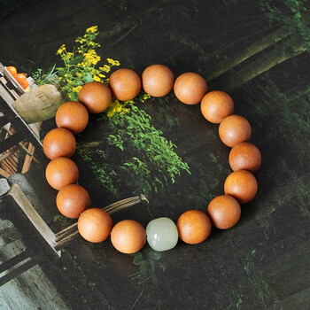 鲤梨 印度老山檀香手串 女和田玉手链原创文玩红黑肉佛珠男情侣闺蜜