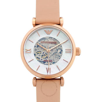 emporioarmani女士石英手表腕表表盘32mm防水50m皮粉色表带ar60001