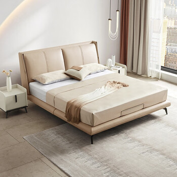 顾家家居(kuka) 床 意式轻奢皮床乳胶填充大靠包卧室家具主卧双人床b1