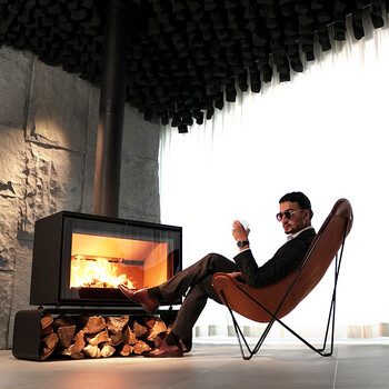 烧柴火炉室内别墅民宿装饰铸铁燃木独立式客厅家具 i1000壁炉(无柴架)