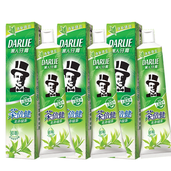 黑人darlie牙膏茶倍健清洁牙齿按压式洁白牙齿清新口气龙井薄荷140g3