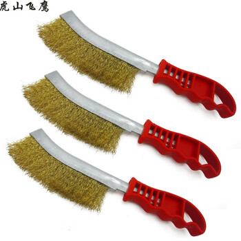 虎山飞鹰钢丝刷刀刷镀铜丝刷刀型钢丝刷除锈抛光家用工业除锈刷子清洁刷胶柄钢丝刷子 图片价格品牌报价 京东