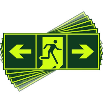 智安消防通道应急疏散指示贴楼梯逃生标识墙贴安全出口双向墙贴10张装