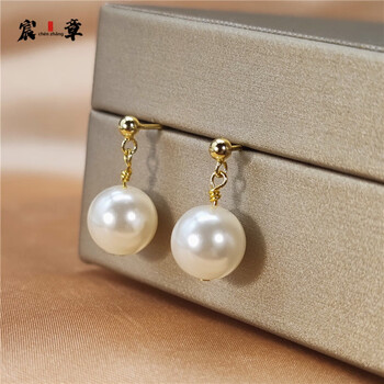 宸章s999淡水珍珠耳饰耳钉养耳洞抗过敏耳环小众感耳坠女天然电黄金