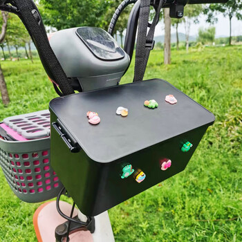 迪彦电动车前置充电器收纳盒带盖电瓶车挂包储物箱车筐防水手机置物兜