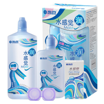 海昌水感觉润隐形眼镜美瞳保湿护理液500ml+120ml 赠15ml润眼液