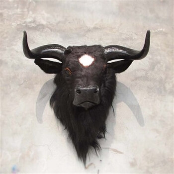 仿真牛头动物模型墙壁挂件装饰酒吧客厅标本创意礼 真皮牦牛头大号