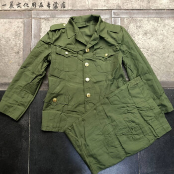 作训服老式库存87式夏季的确良套装长袖薄款怀旧军训服装收藏军绿色3