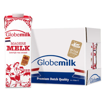 荷兰原装进口 荷高Globemilk 3.7优乳蛋白脱脂纯牛奶1L*6 整箱装