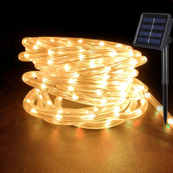 太阳能彩灯带闪灯铜线灯串管子灯防水庭院装饰灯户外景观灯8功能暖白