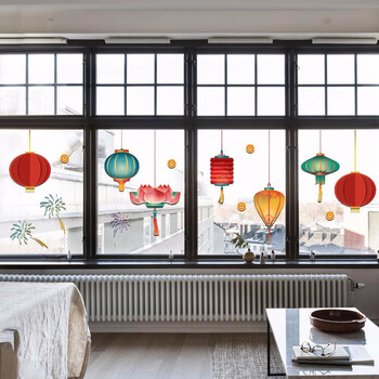 浪漫满屋新年门贴布置2022虎年春节过年家用装饰贴纸玻璃贴窗花贴窗贴