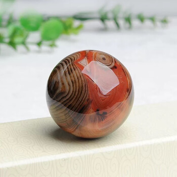 缠丝玛瑙健身球手转球天然玉石手球手握老人保健球康复练手球53厘米一