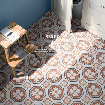 复古小花砖200×200阳台客厅拼花瓷砖仿古砖卫生间厨房浴室花片墙地砖
