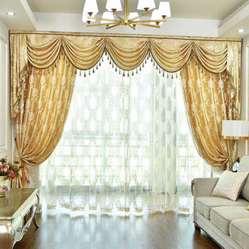 欧式成品帘头魔术贴七号水波帘头含吊坠每米加工费面料另购定制专拍每