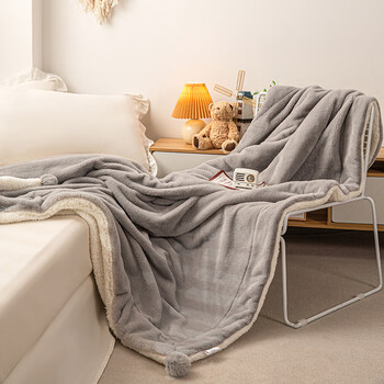 悠客家珊瑚兔兔绒羊羔绒毛毯午睡办公室小毛毯加厚空调被加厚毯子盖毯