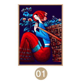 抽象名族风挂画墙画傣族少女客厅餐厅背景墙装饰画玄关画 傣族少女1