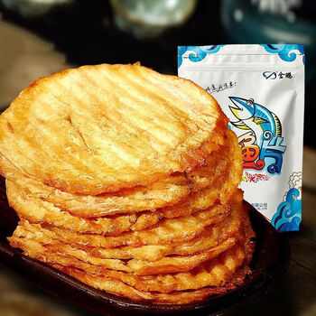 金鹏烤鱼片海味零食即食小鱼干现烤鳕鱼片圆形鳕鱼片三袋