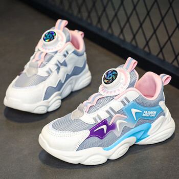 永高人男童鞋运动鞋2023春季新款旋转纽扣儿童老爹鞋中大童男孩网面