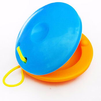 幼儿园塑料木质响板奥尔夫音乐教具儿童打击乐器圆舞板小快板 蓝配黄