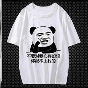 搞笑沙1雕熊猫头表情包衣服短袖t恤男内涵1段子文字定制班服恶搞女