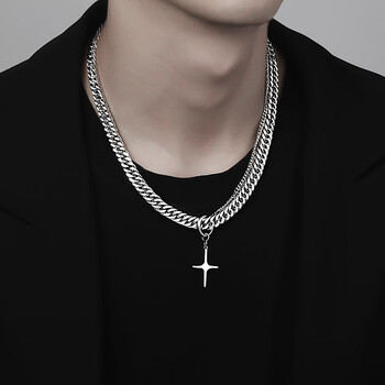 舒墩男士项链潮流hiphop钛钢古巴项链男潮嘻哈欧美高街粗款毛衣装饰链