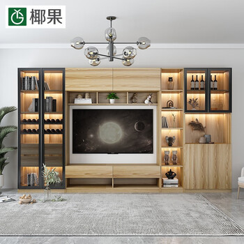 椰果电视柜背景墙北欧现代简约客厅壁柜收纳储物柜子芬兰原木16米长
