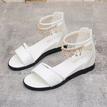 京选品质特价夏季平底白色凉鞋女中小学生1213中大童15防滑16平底18岁